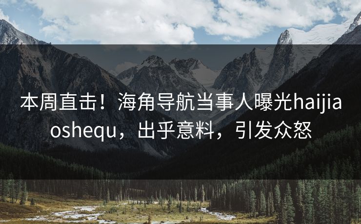 本周直击！海角导航当事人曝光haijiaoshequ，出乎意料，引发众怒