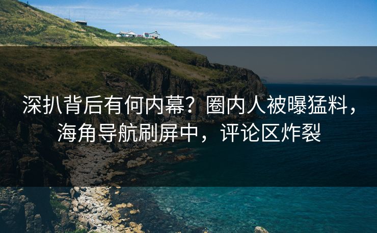 深扒背后有何内幕？圈内人被曝猛料，海角导航刷屏中，评论区炸裂