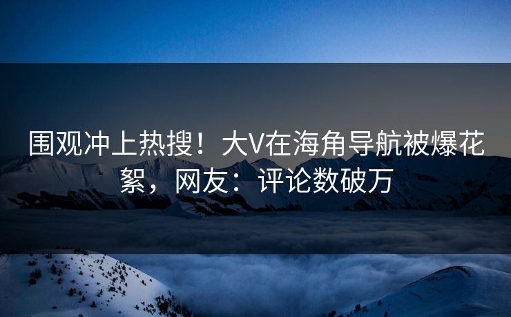 围观冲上热搜！大V在海角导航被爆花絮，网友：评论数破万