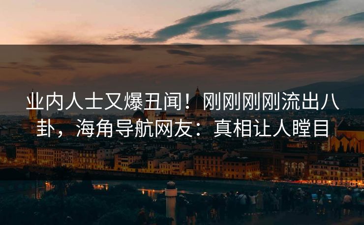 业内人士又爆丑闻！刚刚刚刚流出八卦，海角导航网友：真相让人瞠目