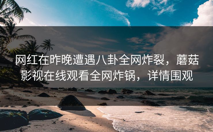 网红在昨晚遭遇八卦全网炸裂，蘑菇影视在线观看全网炸锅，详情围观