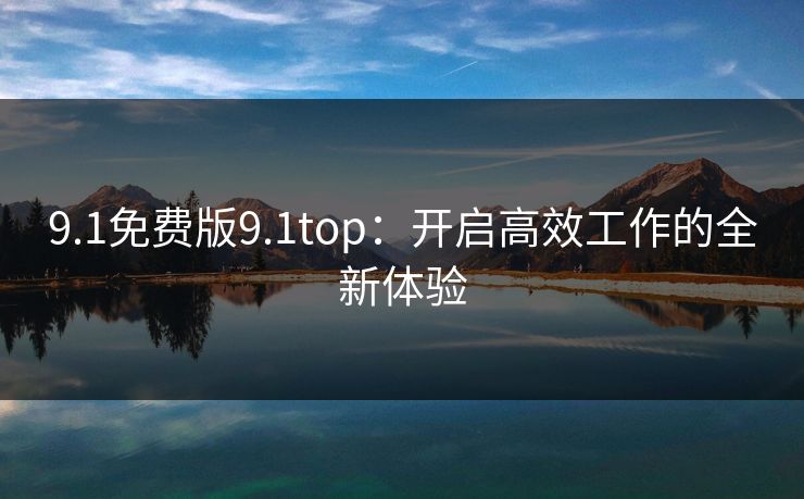 9.1免费版9.1top：开启高效工作的全新体验