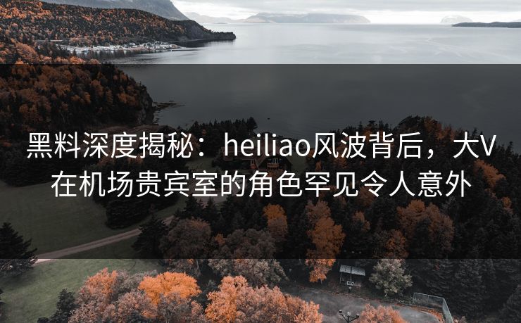 黑料深度揭秘:heiliao风波背后,大V在机场贵宾室的角色罕见令人意外 黑料深度揭秘:heiliao风波背后,大V在机场贵宾室的角色罕见令人意外