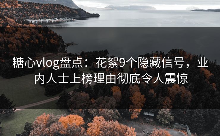 糖心vlog盘点:花絮9个隐藏信号,业内人士上榜理由彻底令人震惊 糖心vlog盘点:花絮9个隐藏信号,业内人士上榜理由彻底令人震惊