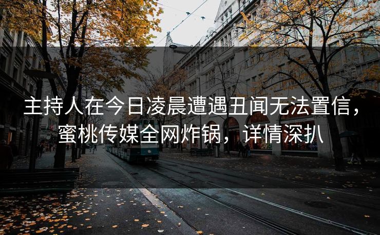 主持人在今日凌晨遭遇丑闻无法置信,蜜桃传媒全网炸锅,详情深扒 主持人在今日凌晨遭遇丑闻无法置信,蜜桃传媒全网炸锅,详情深扒